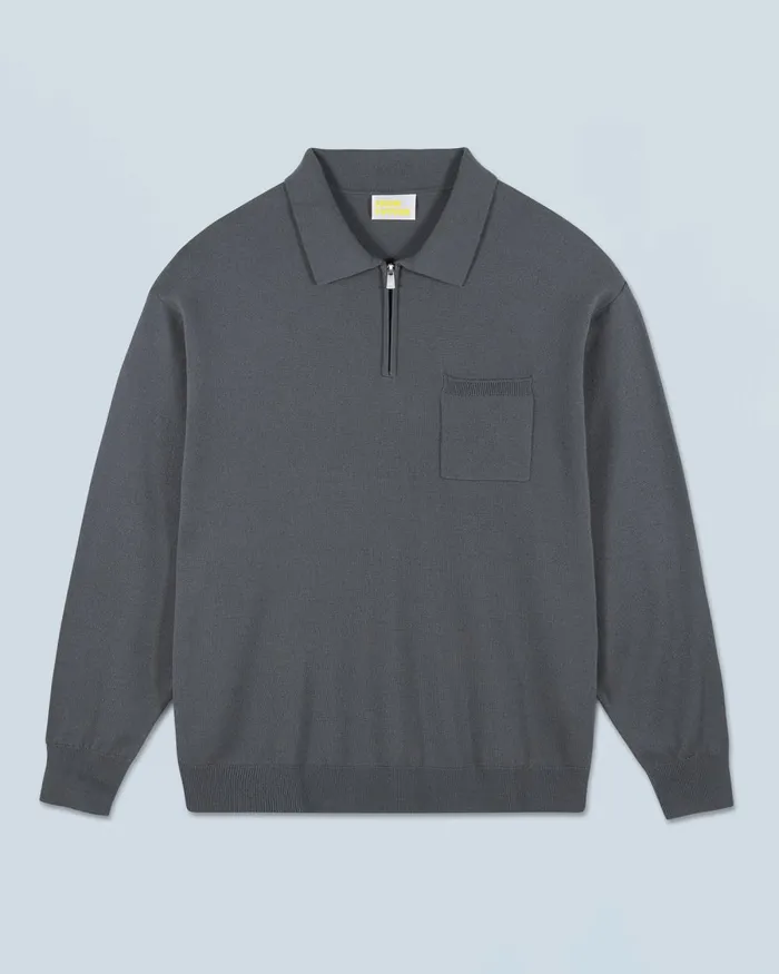 Men Merino Wool Sweaters From Future Quarter Zip Neck Sweater Lava Grey