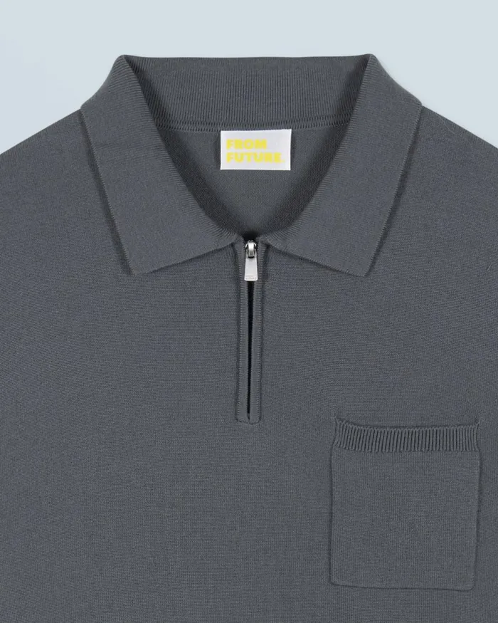 Men Merino Wool Sweaters From Future Quarter Zip Neck Sweater Lava Grey