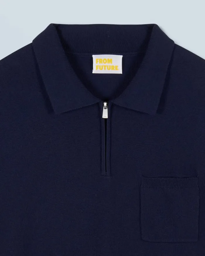 Men Merino Wool Sweaters From Future Quarter Zip Neck Sweater Navy