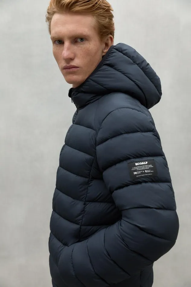 Men Navy Blue Asp Jacket Ecoalf Coats And Jackets