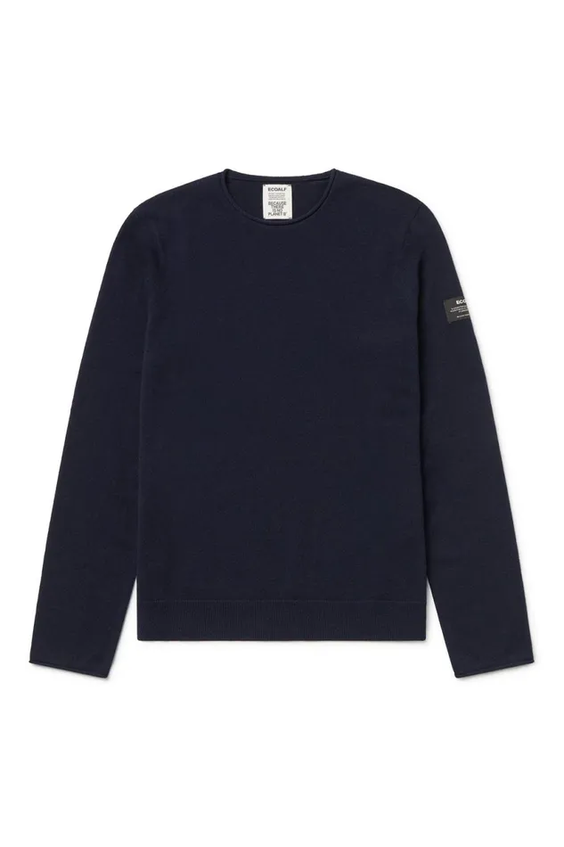 Men Navy Blue Yulan Sweater Ecoalf Knitwear