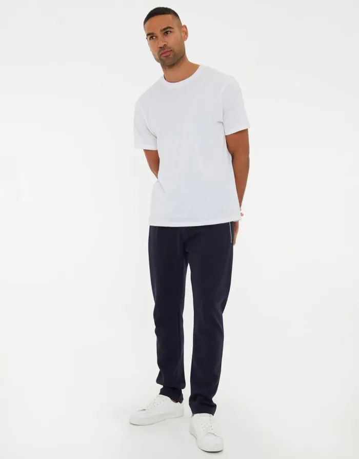 Men Navy Pique Open Hem Joggers Threadbare Joggers Men Navy Pique Open Hem Joggers Threadbare Joggers