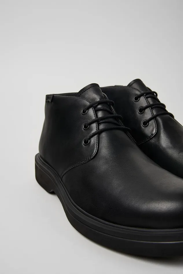 Men Norman Black Leather Ankle Boots Camper Ankle Boots