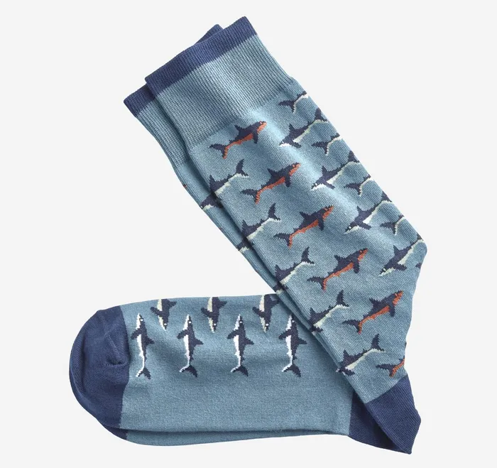 Men Novelty Socks Blue Multi Shark JohnstonandMurphy Socks
