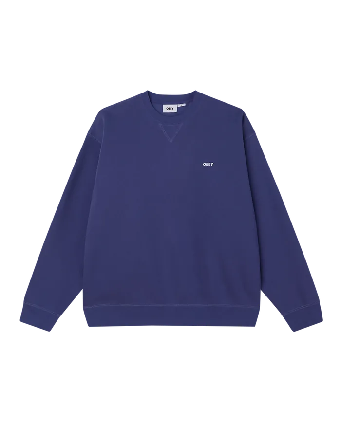 Men OBEY Clothing EST WORKS BOLD CREWNECK Skipper Blue SWEATSHIRTS