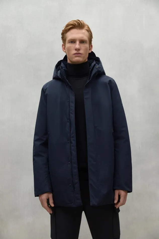 Men Parko Coat Navy Blue Ecoalf Coats And Jackets