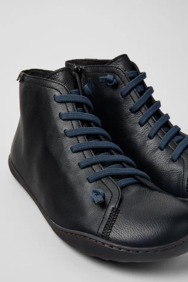 Men Peu Black Leather Ankle Boots Camper Ankle Boots