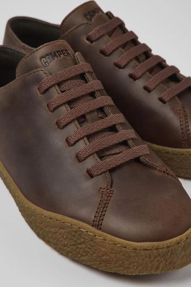 Men Peu Terreno Brown Leather Shoes Camper Sneakers