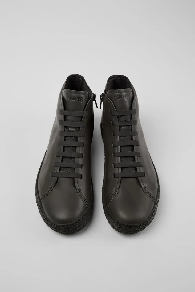 Men Peu Terreno Gray Leather Desert Boot Camper Ankle Boots Men Peu Terreno Gray Leather Desert Boot Camper Ankle Boots