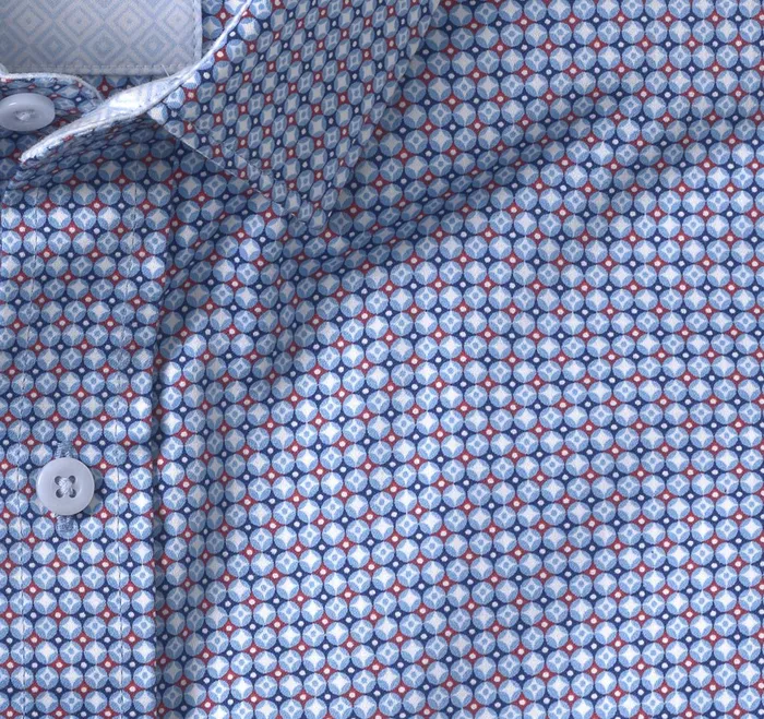 Men Printed Cotton Shirt Blue Circle Star Nautical JohnstonandMurphy Shirts Men Printed Cotton Shirt Blue Circle Star Nautical JohnstonandMurphy Shirts