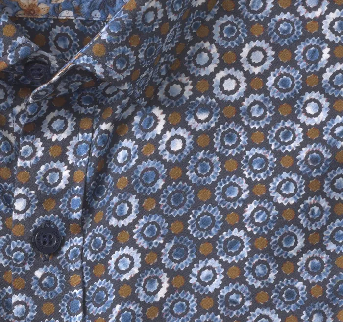 Men Printed Cotton Shirt Navybrown Perennial JohnstonandMurphy Shirts Men Printed Cotton Shirt Navybrown Perennial JohnstonandMurphy Shirts