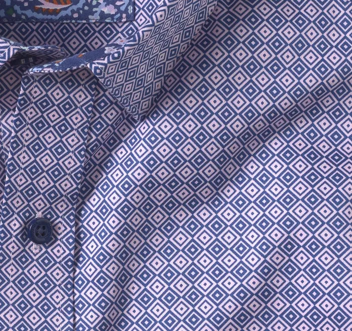 Men Printed Cotton Shirt Pink Diamond JohnstonandMurphy Shirts Men Printed Cotton Shirt Pink Diamond JohnstonandMurphy Shirts