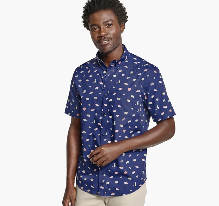 Men Printed Cotton ShortSleeve Shirt Navy Sushi JohnstonandMurphy ShortSleeve Shirts Men Printed Cotton ShortSleeve Shirt Navy Sushi JohnstonandMurphy ShortSleeve Shirts