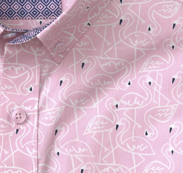 Men Printed Cotton ShortSleeve Shirt Pink Flamingo JohnstonandMurphy ShortSleeve Shirts Men Printed Cotton ShortSleeve Shirt Pink Flamingo JohnstonandMurphy ShortSleeve Shirts