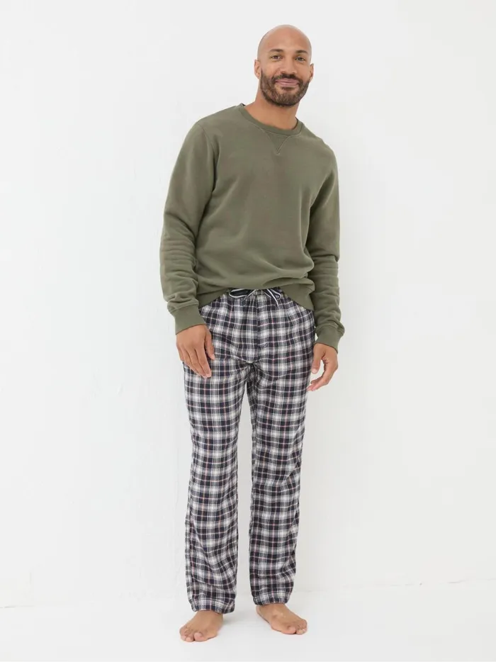 Men Pyjamas and Nightwear Fat Face Cranleigh Navy Blue Check Pyjama Bottoms