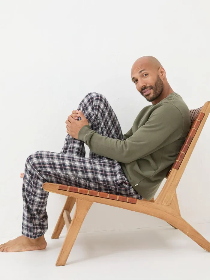 Men Pyjamas and Nightwear Fat Face Cranleigh Navy Blue Check Pyjama Bottoms