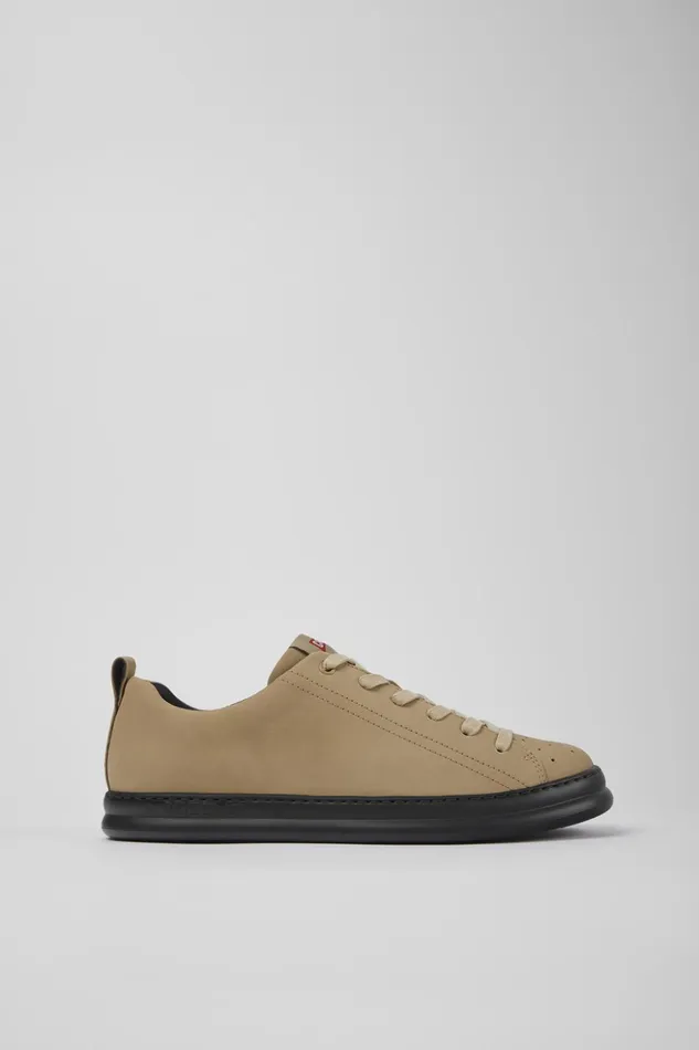 Men Runner Beige Nubuck Sneakers Camper Casual Shoes Men Runner Beige Nubuck Sneakers Camper Casual Shoes