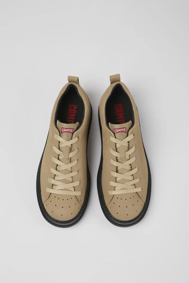Men Runner Beige Nubuck Sneakers Camper Casual Shoes Men Runner Beige Nubuck Sneakers Camper Casual Shoes