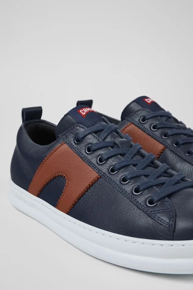 Men Runner Blue Leather Sneaker Camper Sneakers