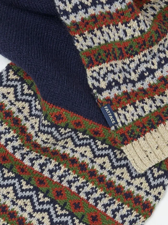 Men Scarves Fat Face Navy Whistler Scarf