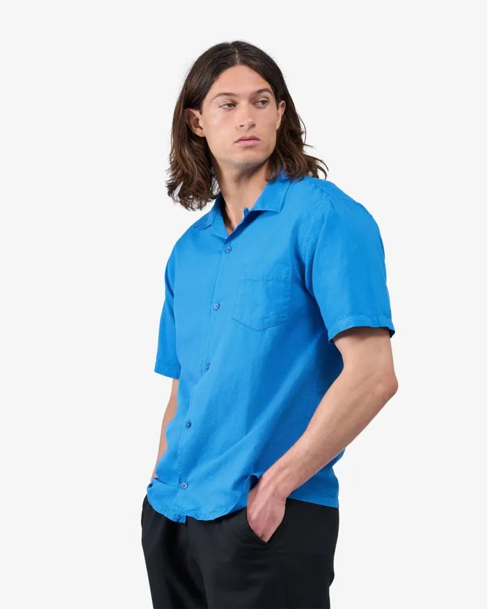 Men Shirts Colorful Standard Linen Short Sleeved Shirt Desert Khaki