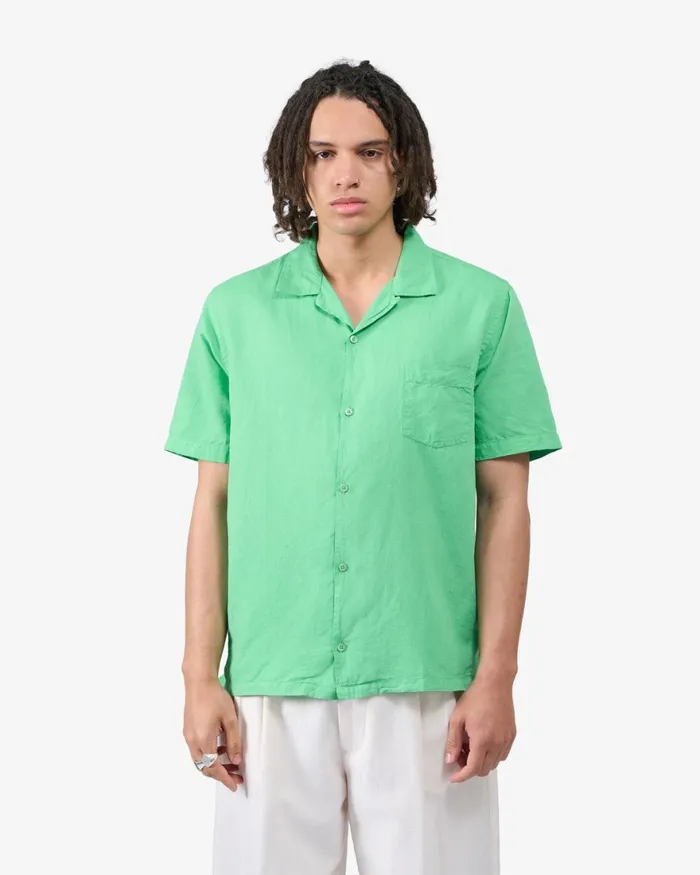 Men Shirts Colorful Standard Linen Short Sleeved Shirt Ivory White
