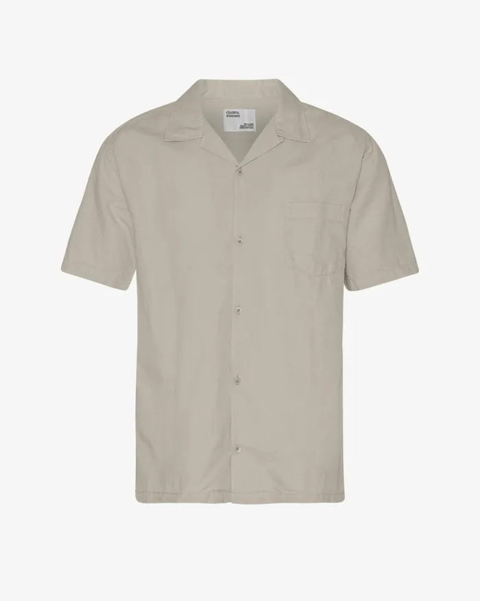 Men Shirts Colorful Standard Linen Short Sleeved Shirt Oyster Grey