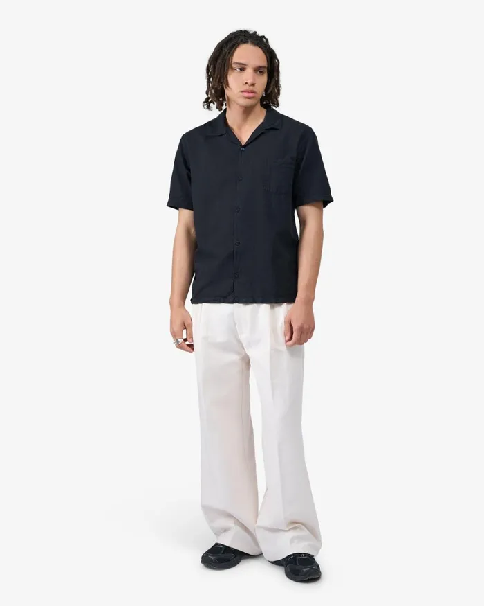 Men Shirts Colorful Standard Linen Short Sleeved Shirt Oyster Grey