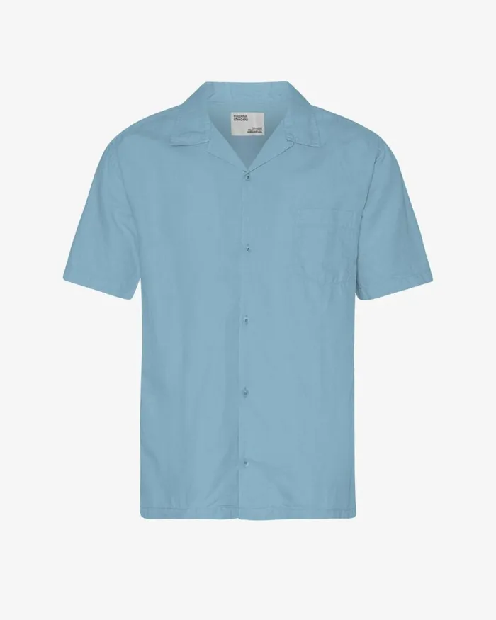 Men Shirts Colorful Standard Linen Short Sleeved Shirt Seaside Blue