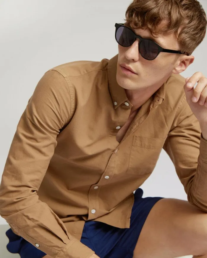 Men Shirts Colorful Standard Organic Button Down Shirt Petrol Blue