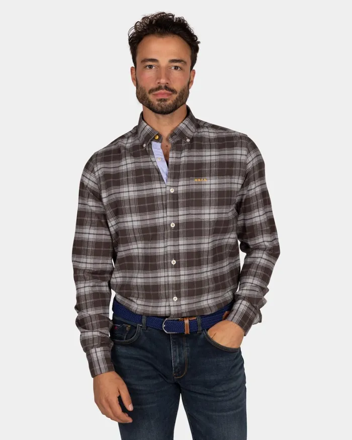 Men Shirts NZA New Zealand Auckland Flannel Checkered Shirt Dark Brown With Grey 8211 Dark Mocca Men Shirts NZA New Zealand Auckland Flannel Checkered Shirt Dark Brown With Grey 8211 Dark Mocca