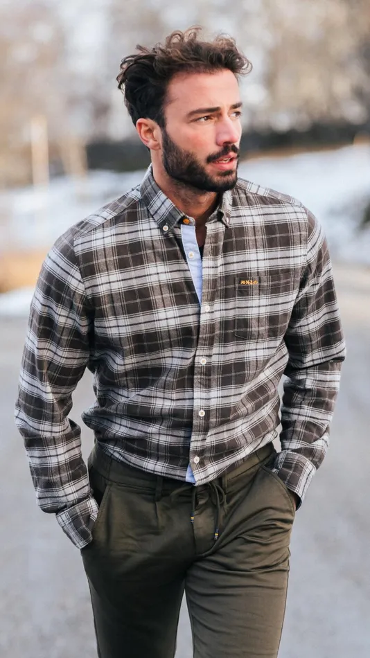 Men Shirts NZA New Zealand Auckland Flannel Checkered Shirt Dark Brown With Grey 8211 Dark Mocca Men Shirts NZA New Zealand Auckland Flannel Checkered Shirt Dark Brown With Grey 8211 Dark Mocca
