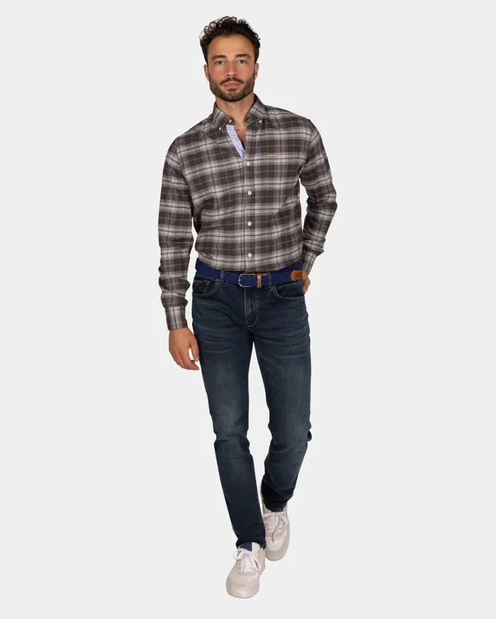 Men Shirts NZA New Zealand Auckland Flannel Checkered Shirt Dark Brown With Grey 8211 Dark Mocca Men Shirts NZA New Zealand Auckland Flannel Checkered Shirt Dark Brown With Grey 8211 Dark Mocca