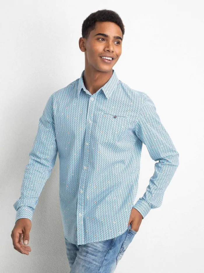 Men Shirts Petrol Industries MiniPrint Shirt Bluebird