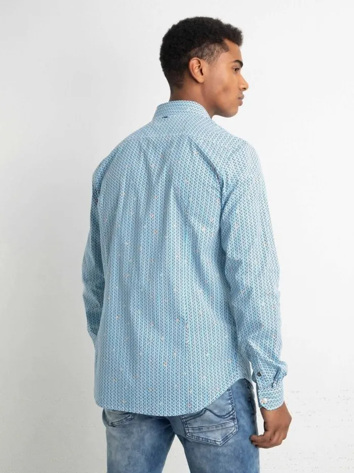 Men Shirts Petrol Industries MiniPrint Shirt Bluebird