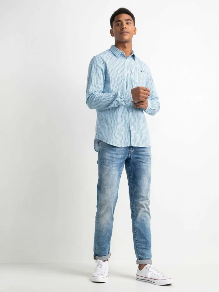 Men Shirts Petrol Industries MiniPrint Shirt Bluebird