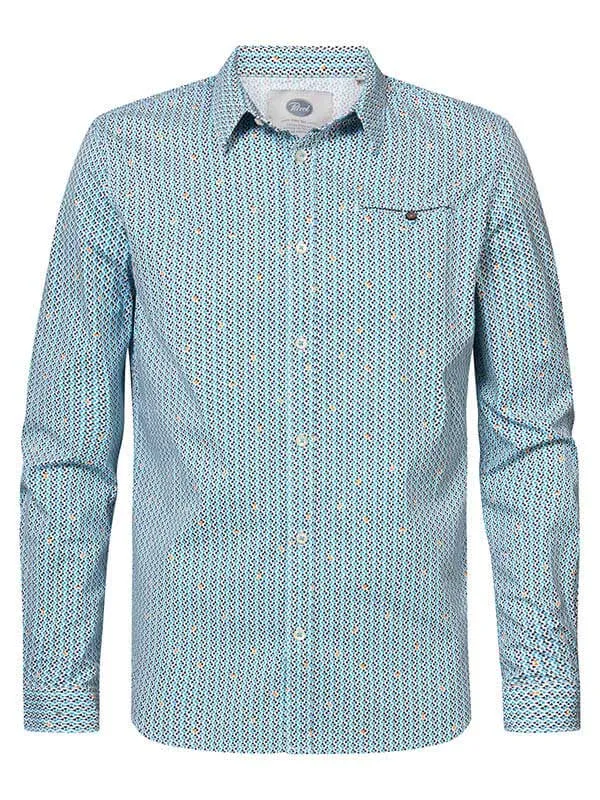 Men Shirts Petrol Industries MiniPrint Shirt Bluebird