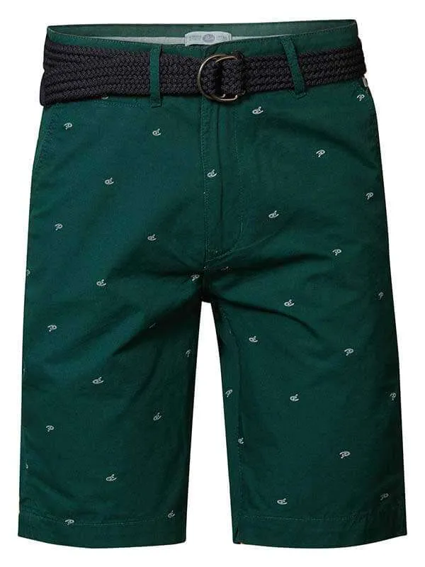 Men Shorts Petrol Industries Chino Shorts With AllOver Print Emerald Green