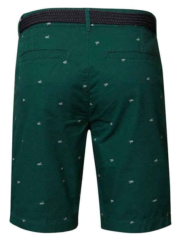Men Shorts Petrol Industries Chino Shorts With AllOver Print Emerald Green