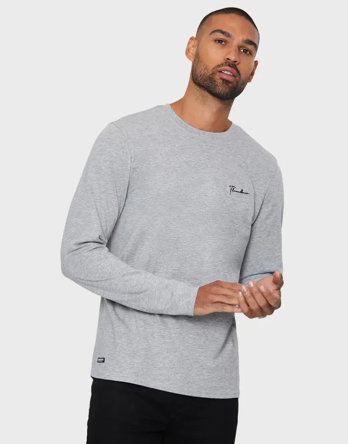 Men Small Script Long Sleeve Crew Neck TShirts 3 Pack Threadbare TShirts Men Small Script Long Sleeve Crew Neck TShirts 3 Pack Threadbare TShirts