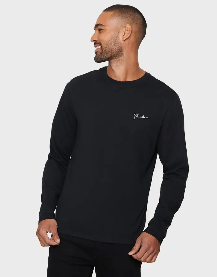 Men Small Script Long Sleeve Crew Neck TShirts 3 Pack Threadbare TShirts Men Small Script Long Sleeve Crew Neck TShirts 3 Pack Threadbare TShirts