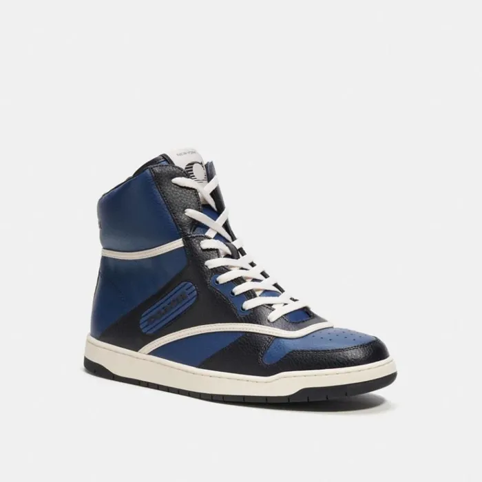 Men Sneakers Coach C202 High Top Sneaker Deep Blue
