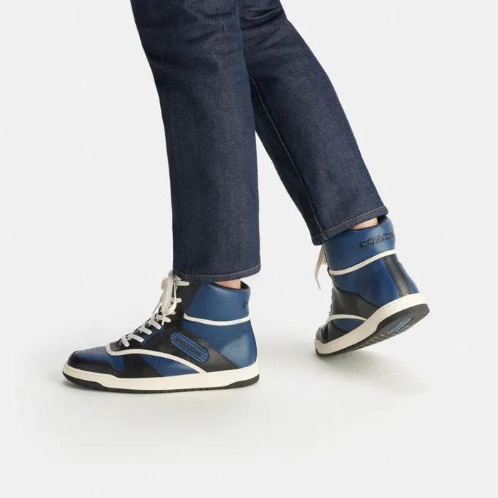 Men Sneakers Coach C202 High Top Sneaker Deep Blue