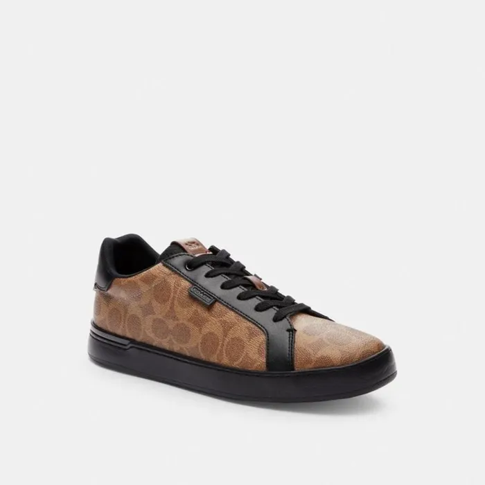 Men Sneakers Coach Lowline Low Top Sneaker In Signature Canvas Tanblack