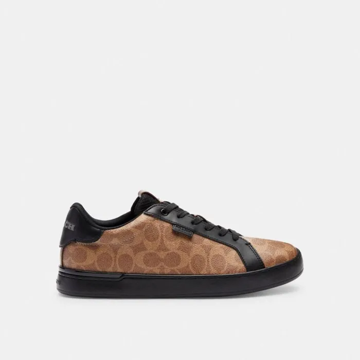 Men Sneakers Coach Lowline Low Top Sneaker In Signature Canvas Tanblack