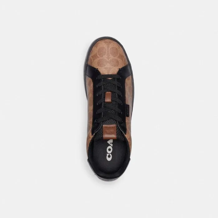 Men Sneakers Coach Lowline Low Top Sneaker In Signature Canvas Tanblack