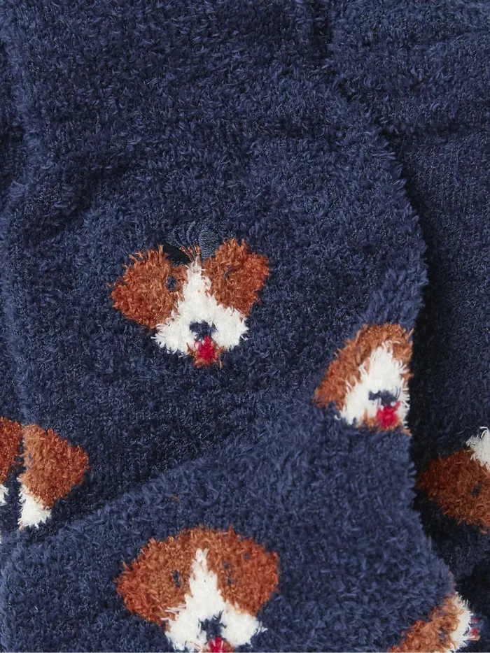 Men Socks Fat Face Blue Navy Dog Cosy Socks