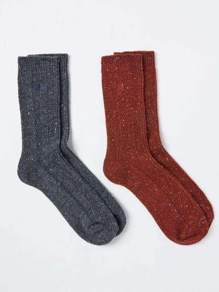 Men Socks Fat Face Orange Nep Boot Socks 2 Pack