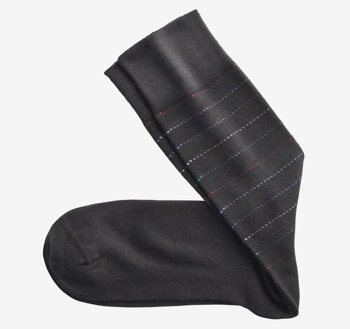 Men Striped Dress Socks Black Dotted Stripe JohnstonandMurphy Socks