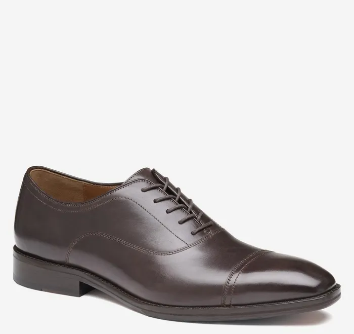 Men Sullivan Cap Toe Espresso Italian Calfskin JohnstonandMurphy LaceUps